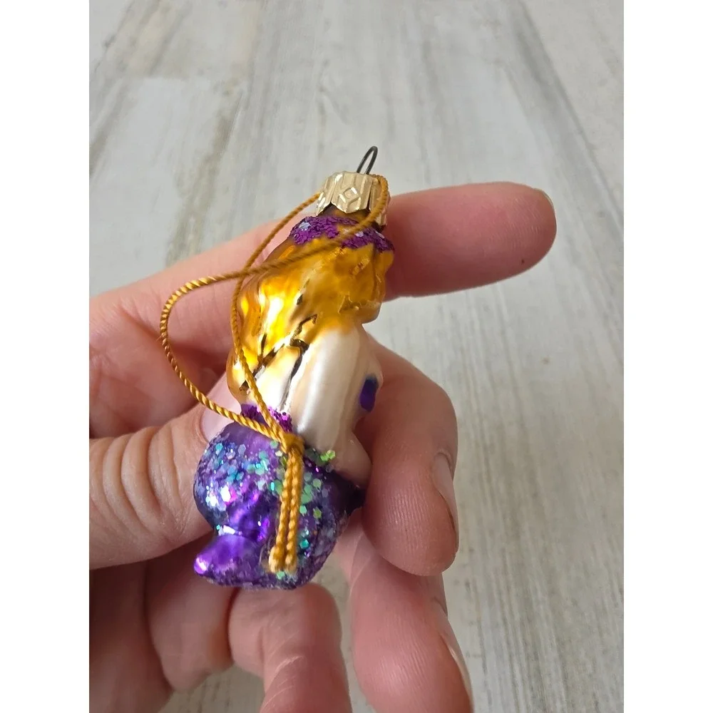 Vintage mini glass‎ mermaid not a call ornament Xmas tree